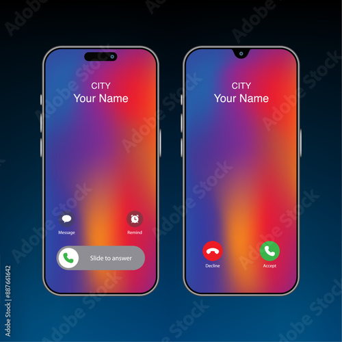 Smartphones and Smart Devices Incoming Call Screen Templates: Smart Mobile Phone UI and UX Concepts. Vector.