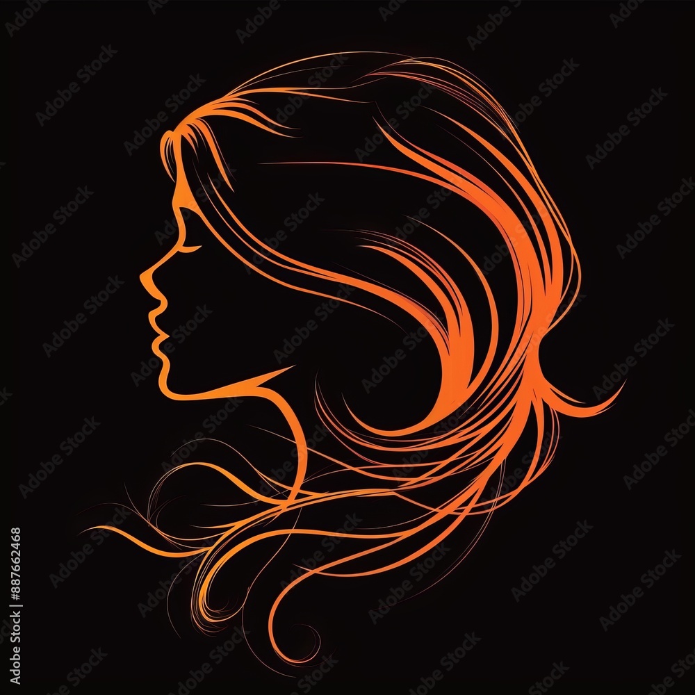 Illustration of a beauty woman's face silhouetted in contrast to a dark background. Illustration of a beauty woman's face silhouetted in contrast to a dark background.
