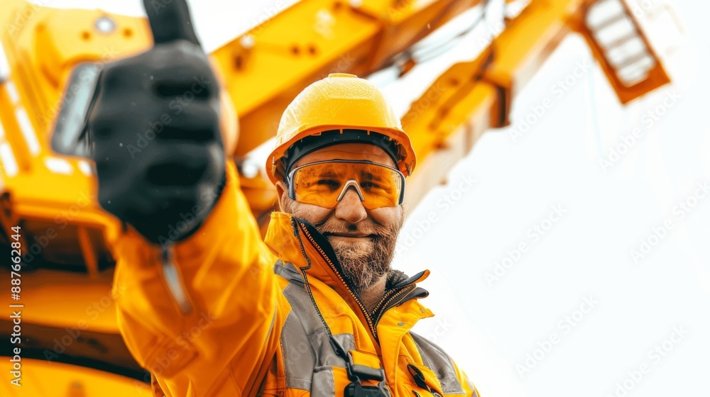 An engineer giving a thumbs up after a successful concept. An engineer giving a thumbs up after a successful concept.