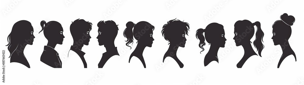 An avatar of a user with a black silhouette. Icons of a user with a black silhouette An avatar of a user with a black silhouette. Icons of a user with a black silhouette
