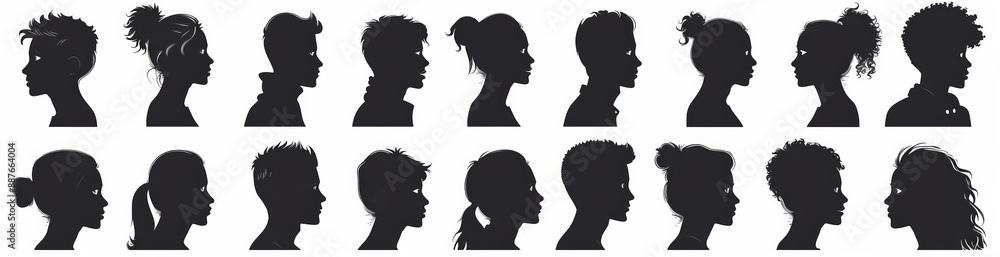 Icons with different fill styles. Silhouette profile symbols. Profile pictures for anonymous users. Person silhouettes can be used in designs. Icons with different fill styles. Silhouette profile symbols. Profile pictures for anonymous users. Person silhouettes can be used in designs.