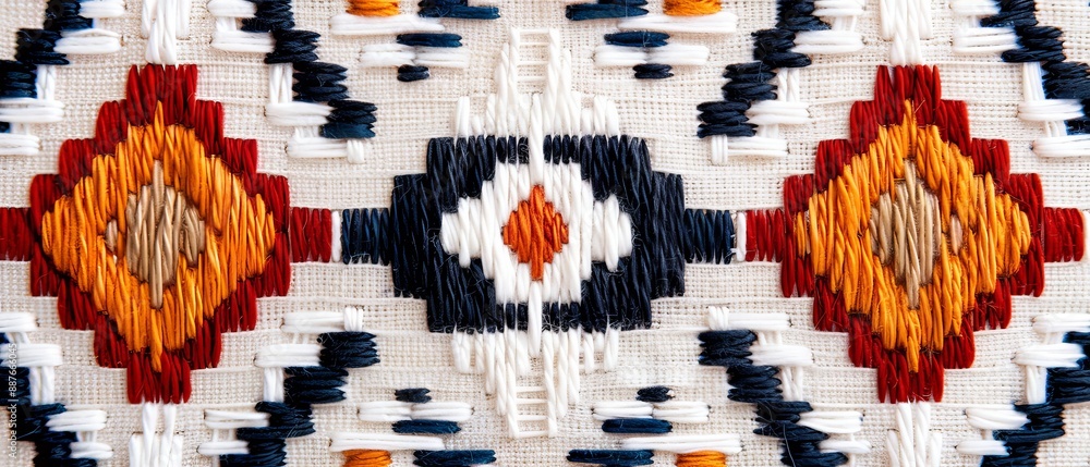 Craft an intricate cross-stitch pattern featuring Indian geometric designs Craft an intricate cross-stitch pattern featuring Indian geometric designs