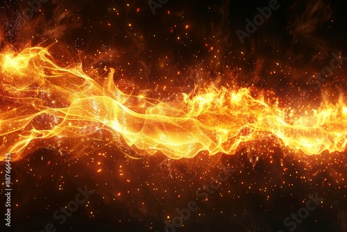 Wallpaper Mural Fiery orange wave dynamic and energetic digital illustration Torontodigital.ca