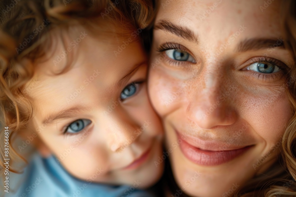 A heartwarming close-up of a mother embracing her child with a loving smile, celebrating Mother's Day together. A heartwarming close-up of a mother embracing her child with a loving smile, celebrating Mother's Day together.