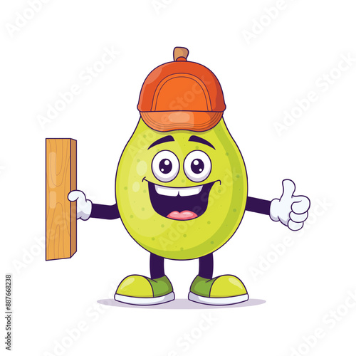 Cute carpenter pear cartoon vector illustration design