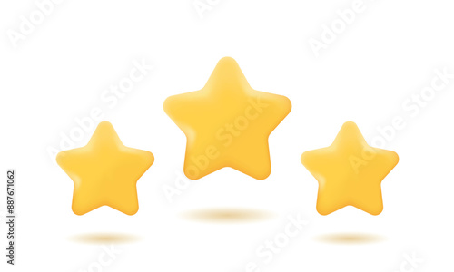 3d stars realistic icon vector concept