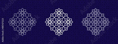 Islamic vector template decoration. Elegant arabesque in eastern style. Islam decorative symbol. Geometric floral motif for textile and fabric designs, arab holidays cards. Black, white colors..