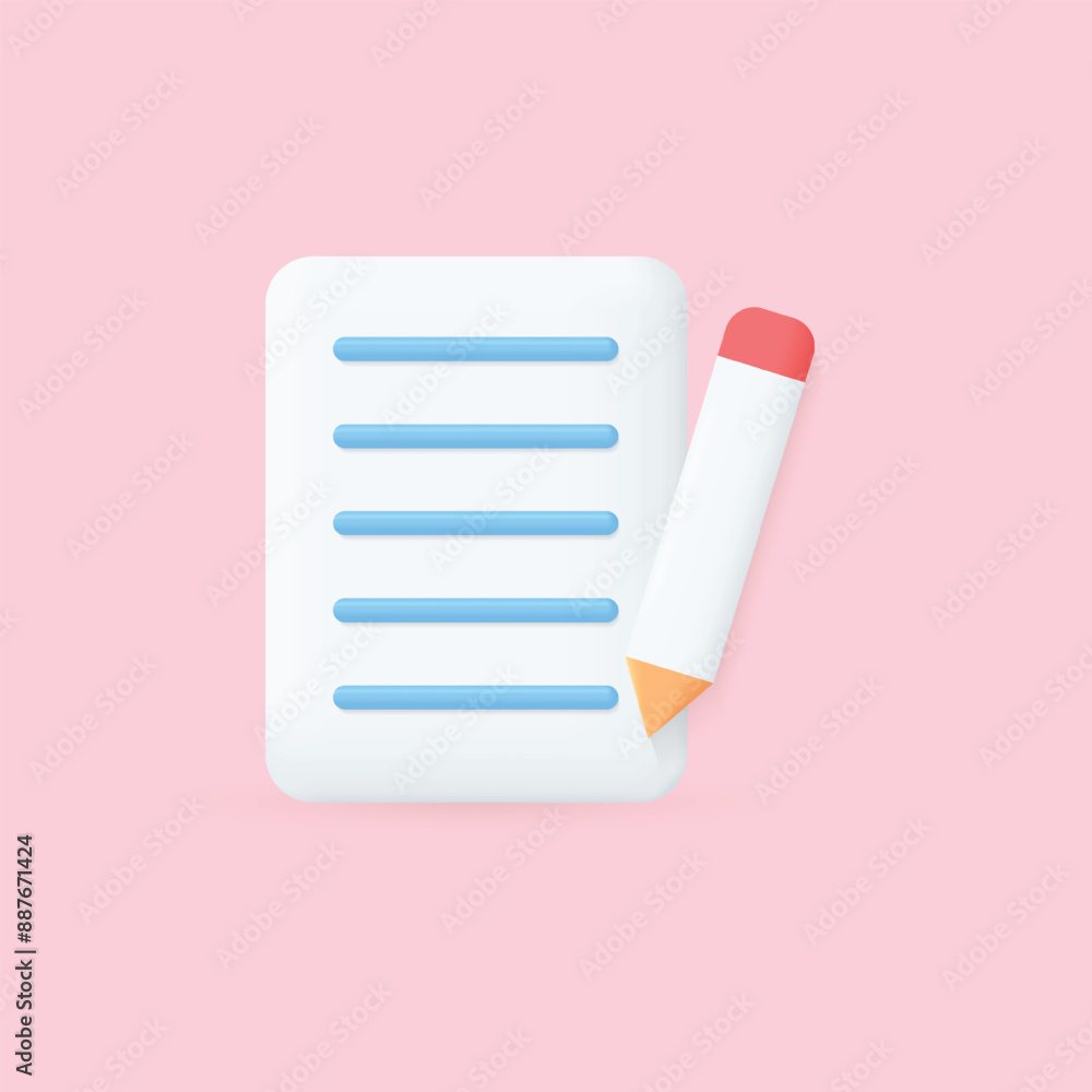 3D write icon realistic vector concept isolated 3D write icon realistic vector concept isolated