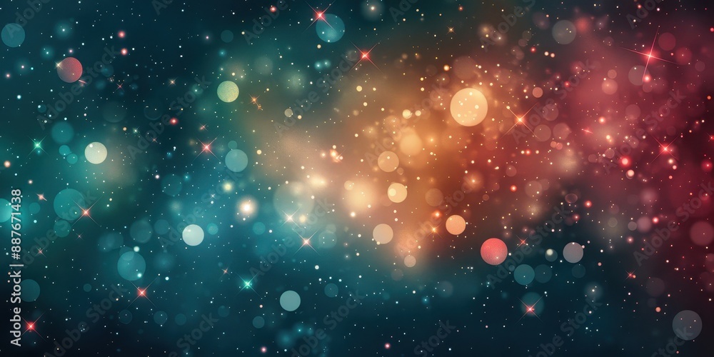 Obraz premium Abstract Space Background With Blue, Orange, and Red Lights