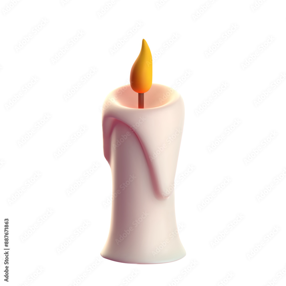 3d realistic of candles icon isolated on white. Burning candle in 3d style. Cartoon creative design icons. Pastel color. Vector illustration 3d realistic of candles icon isolated on white. Burning candle in 3d style. Cartoon creative design icons. Pastel color. Vector illustration