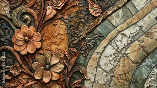 Intricate patterns in muted earth tones decorative Seder Plate resemblance