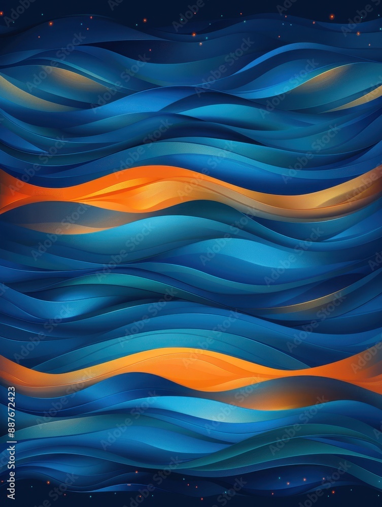 Fototapeta premium Abstract Blue and Orange Wavy Background