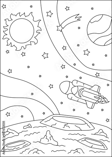 spacecraft space coloring book page