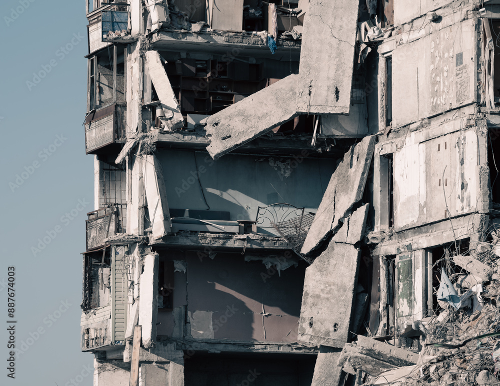 destroyed building in a city lost in the war in Ukraine destroyed building in a city lost in the war in Ukraine