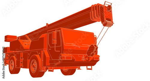mobile crane machine 3d illustration