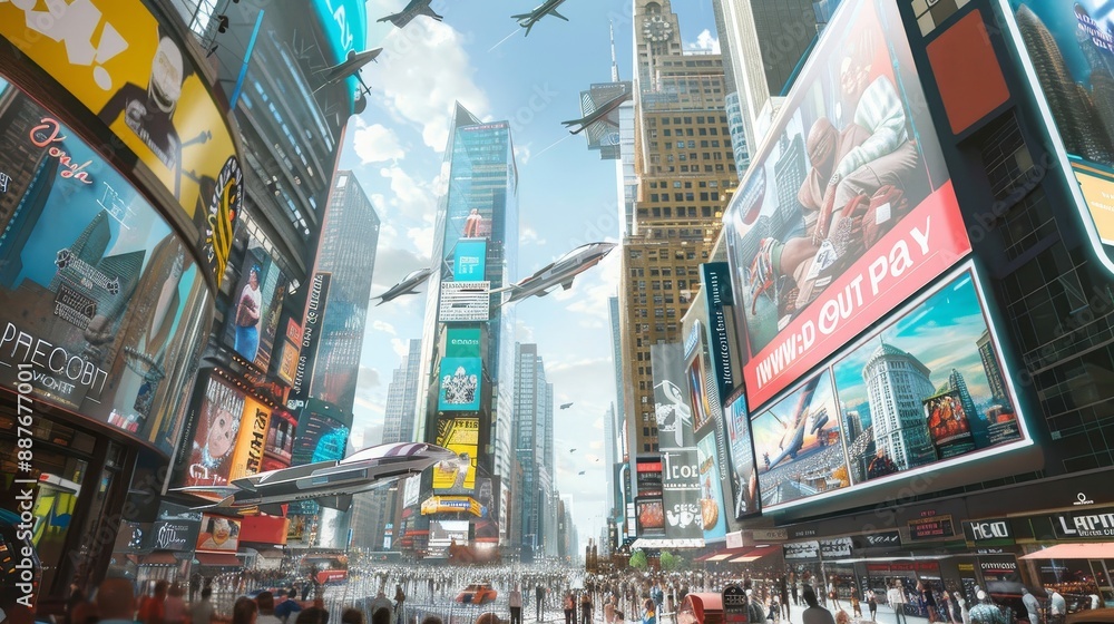 Obraz premium Neon metropolis with book scenes a high-tech backdrop