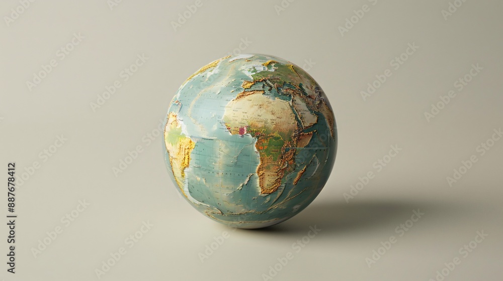 Fototapeta premium A clean, modern globe with minimal design, placed on a plain surface