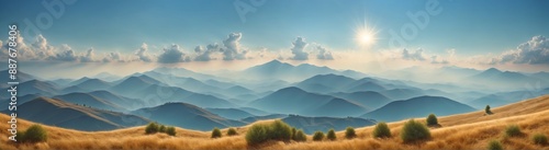 Sunny Day View beautiful landscape mountain range sky blue few w