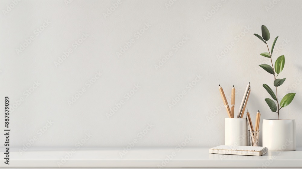 A few simple, elegant classroom decorations with clean lines and minimal design, placed against a plain background A few simple, elegant classroom decorations with clean lines and minimal design, placed against a plain background