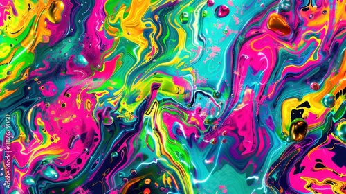 Vibrant Digital Glitch Art: Neon Swirls in Abstract Patterns with High Contrast, 16:9 Aspect Ratio