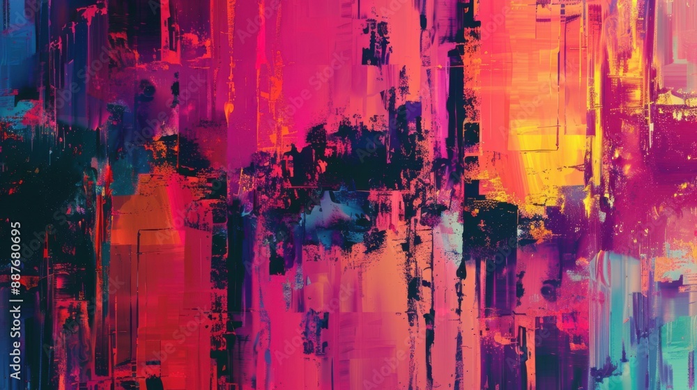 Neon Cyber Glitch: Vibrant Abstract Interference in 16:9 Aspect Ratio Neon Cyber Glitch: Vibrant Abstract Interference in 16:9 Aspect Ratio