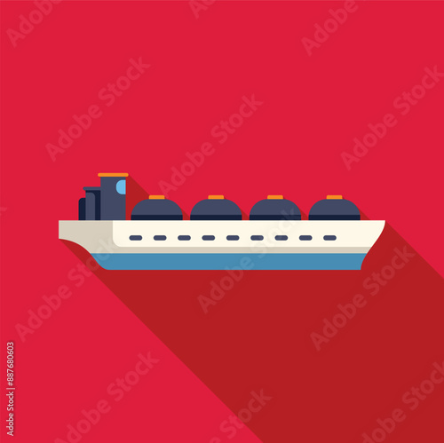 Large gas tanker ship transporting liquefied natural gas over sea, global energy and fuel transportation concept