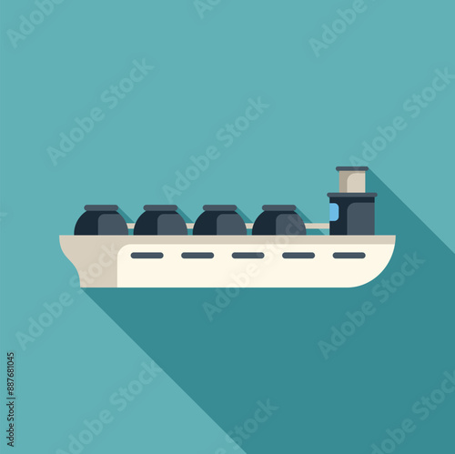 Gas tanker ship carrying liquefied natural gas sailing on blue background