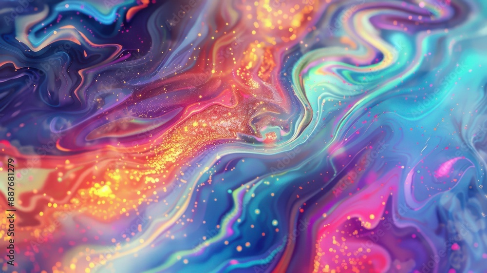 Fototapeta premium Technicolor Dreamscape - Psychedelic Glitch Art with Swirling Patterns and Digital Distortion in Vibrant Colors | 16:9 Aspect Ratio