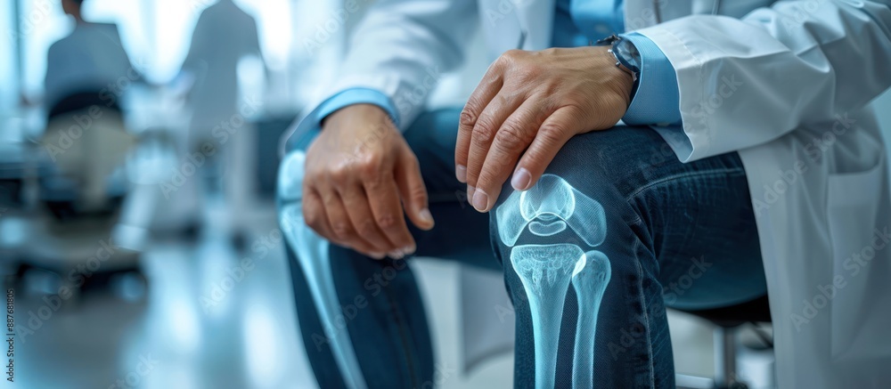 Fototapeta premium Doctor Examining Knee X-ray