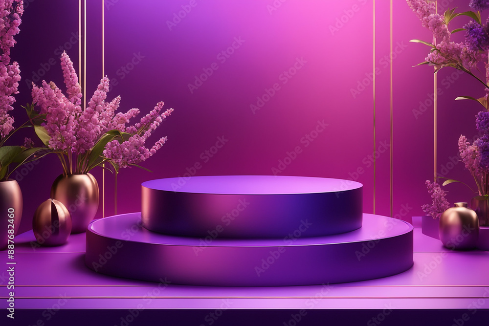 podium mockup background, purple background for presentation of cosmetic 3d render
podium mockup background, purple background for presentation of cosmetic 3d render
