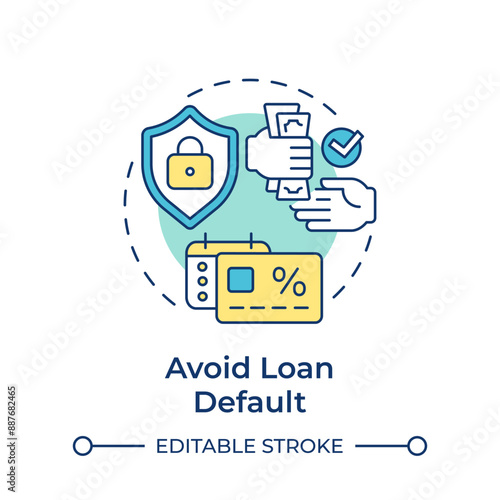 Avoid loan default multi color concept icon. Financial stability, asset control. Round shape line illustration. Abstract idea. Graphic design. Easy to use in infographic, presentation
