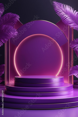  podium mockup background, purple background for presentation of cosmetic 3d render  © Ahmed