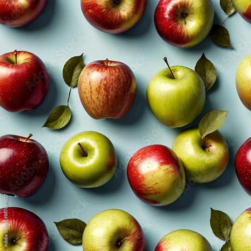 Green and red apples at market