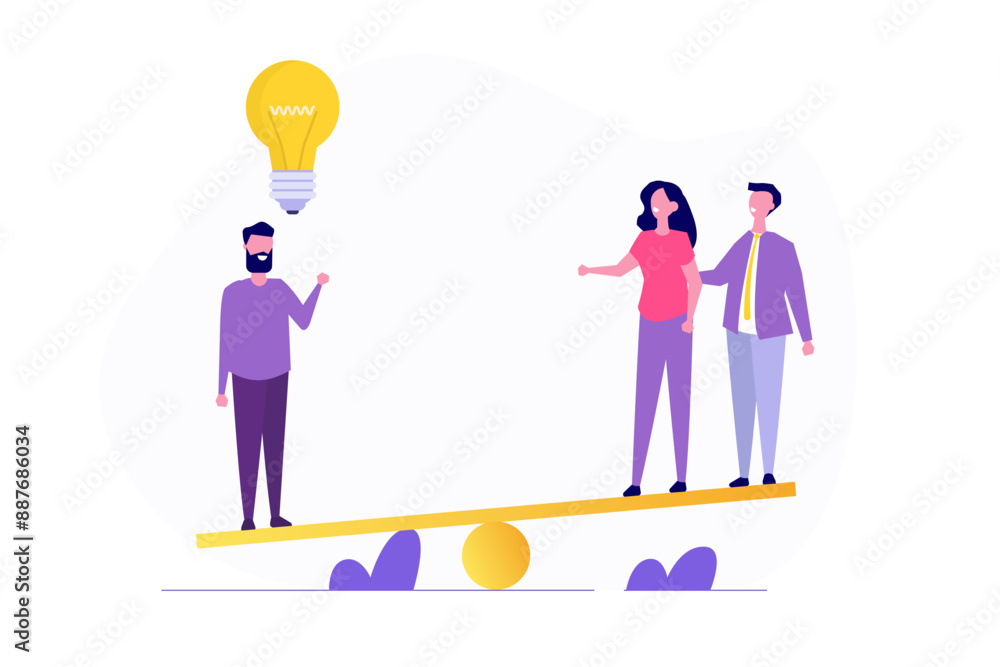 Measure the value of leadership, differently valued employees concept. Vector illustration. Measure the value of leadership, differently valued employees concept. Vector illustration.