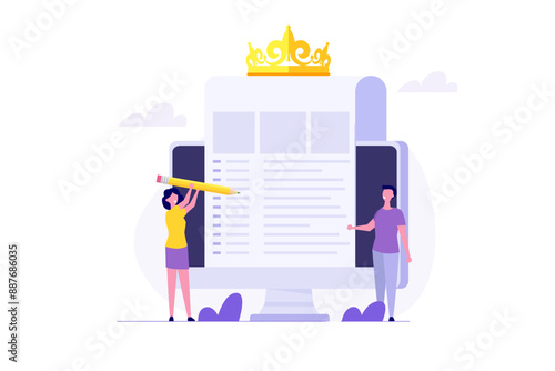 Content is King, Content strategy for marketing concept.  SEO search engine optimization.