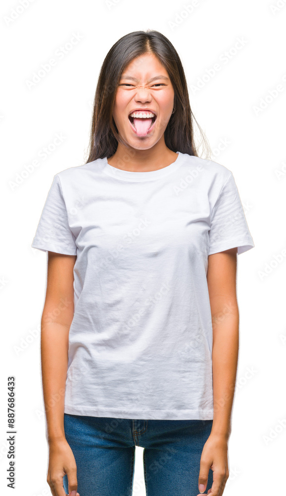 Young asian woman over isolated background sticking tongue out happy with funny expression. Emotion concept. Young asian woman over isolated background sticking tongue out happy with funny expression. Emotion concept.