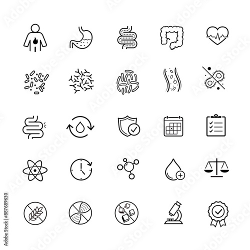 Digestion set icons. Vector elements for infographics. Set of sign for detailed guideline. Ready for your design. EPS10.