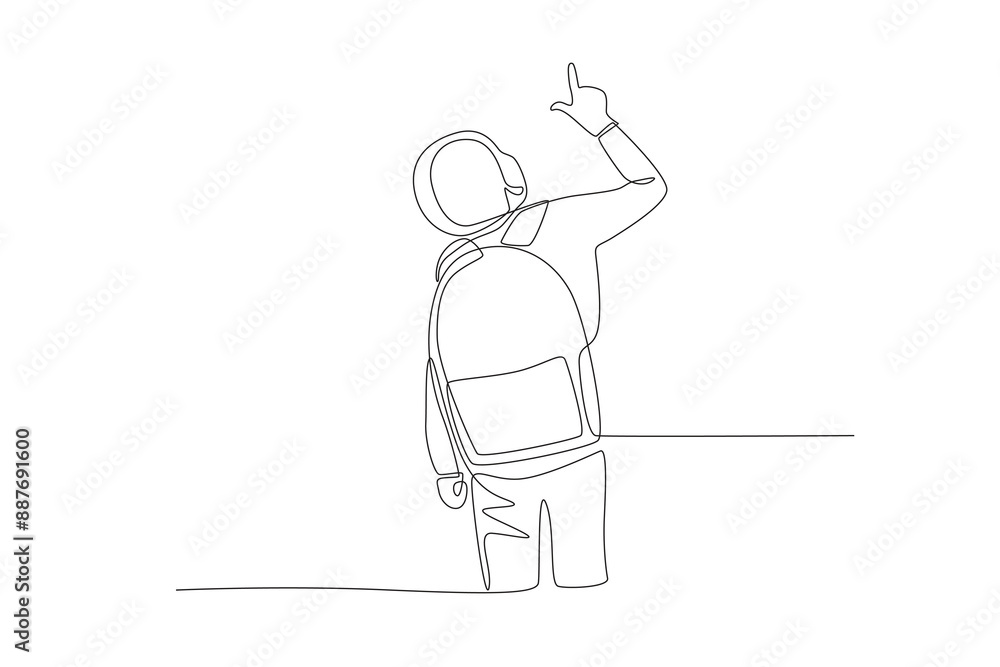 Child pointing up. Pre school concept one-line drawing Child pointing up. Pre school concept one-line drawing