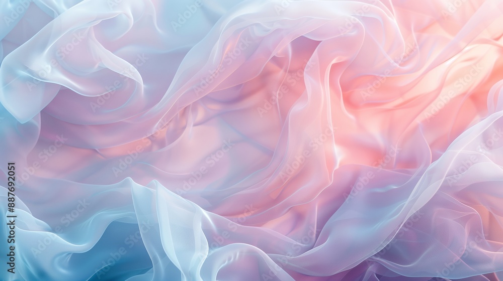 Obraz premium Abstract shapes in pastel colors, resembling soft petals or ribbons.