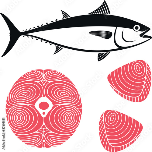 Tuna meat. Isolated tuna on white background