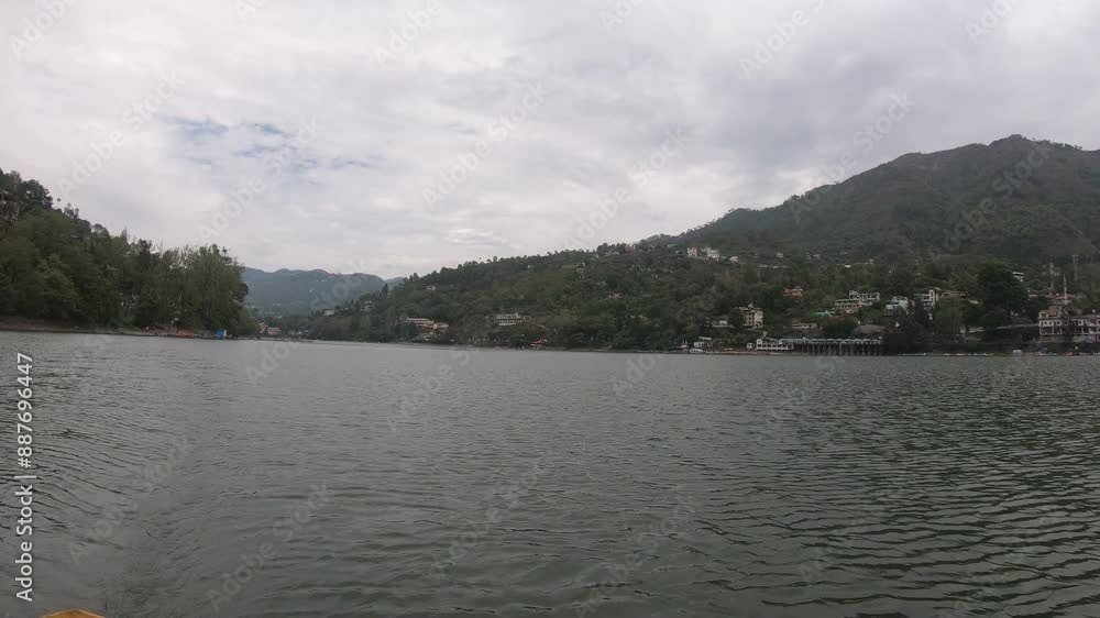 Bhimtal Lake in India, boat point of view Bhimtal Lake in India, boat point of view