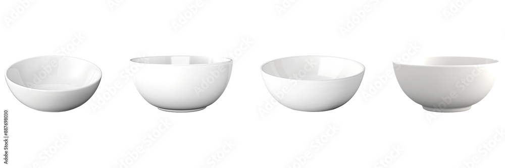 White Empty Bowl Object Set. Isolated on Background White Empty Bowl Object Set. Isolated on Background