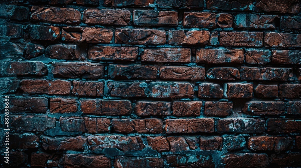 Fototapeta premium Close up of Vintage Red Brick Wall Texture with Copy Space