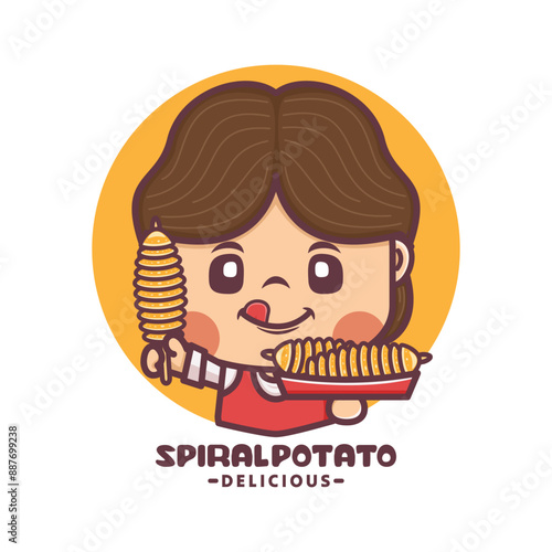 cute women mascot logo with spiral potato