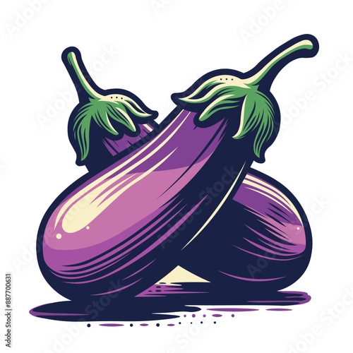 egg plant brinjal color block vector illustration in a clear background good for animation and cartoon 
