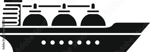 Black and white icon of a gas carrier ship transporting liquefied natural gas