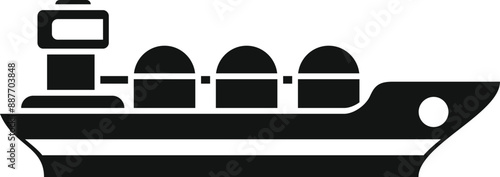 Black and white silhouette of a large gas carrier ship transporting liquefied natural gas