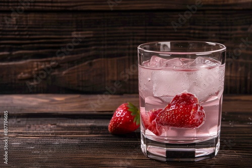 strawberry soda - soft focus with film filter. Beautiful simple AI generated image in 4K, unique. photo