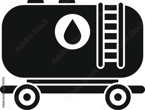 Black and white icon of an oil tank trailer transporting fuel, emphasizing the importance of energy supply chains