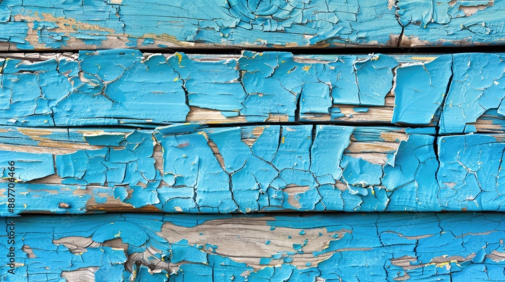 Obraz premium Blue painted wooden planks create cracked background